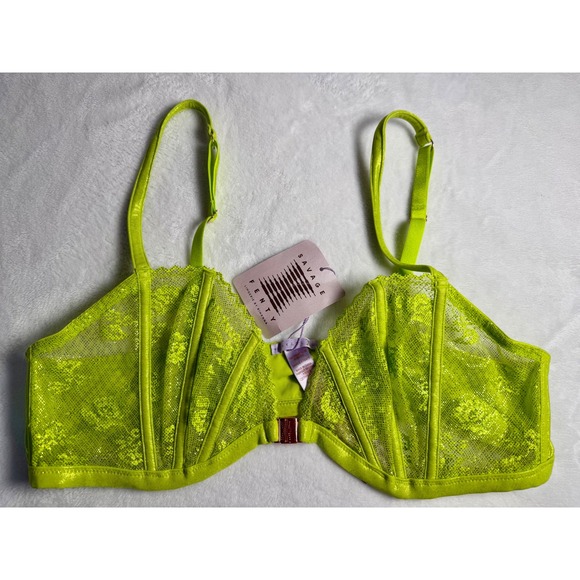 Savage X Fenty Other - Savage X Fenty Neon Lime Green Lace Front Clasp Bra XL NWT